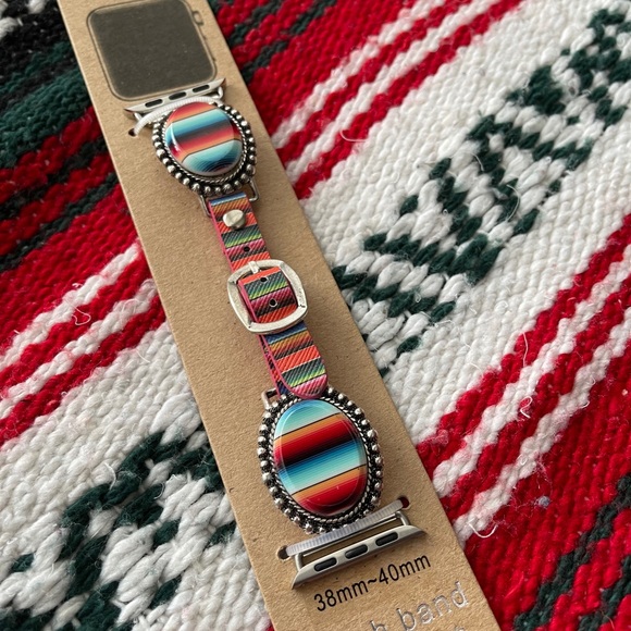 Silver, Turquoise and Serape Apple Watch Band NWT - Picture 4 of 5
